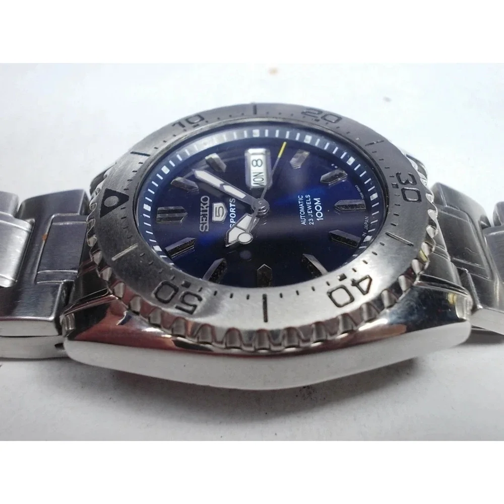 SEIKO 5 SPORTS SNZG37 DAY/DATE AUTOMATIC MEN'S WATCH 7S36-03M0, BLUE